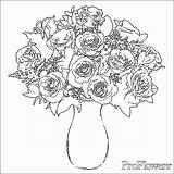 Coloring Pages Roses Rose Printable Adults Bouquet Flower Flowers Color Vase Coloring4free Adult Nature Fo Site Clip Awesome Gif Comments sketch template
