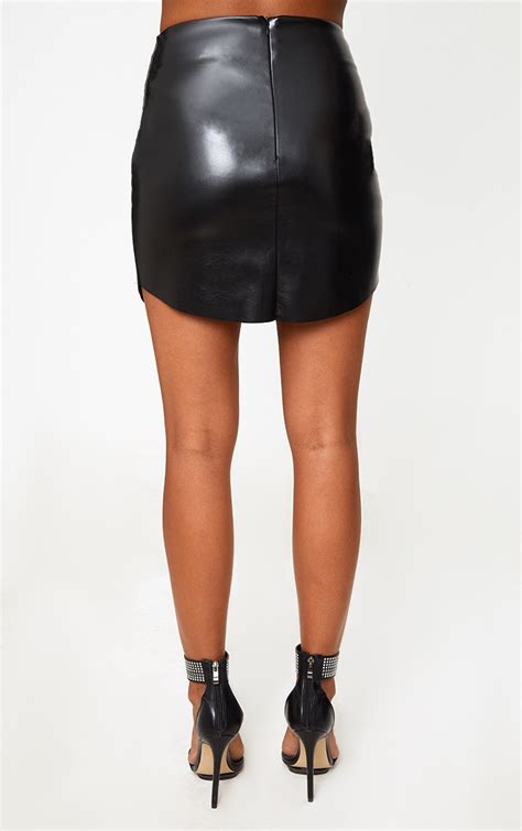 black faux leather belted mini skirt skirts prettylittlething