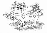 Coloring Pages Cow Butterfly Dairy Color Netart sketch template