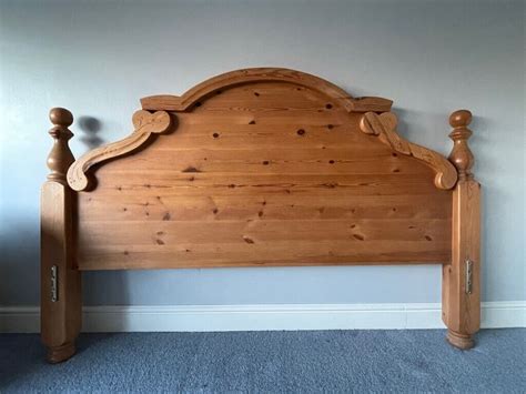 antique solid pine headboard  king size bed  woodbridge suffolk