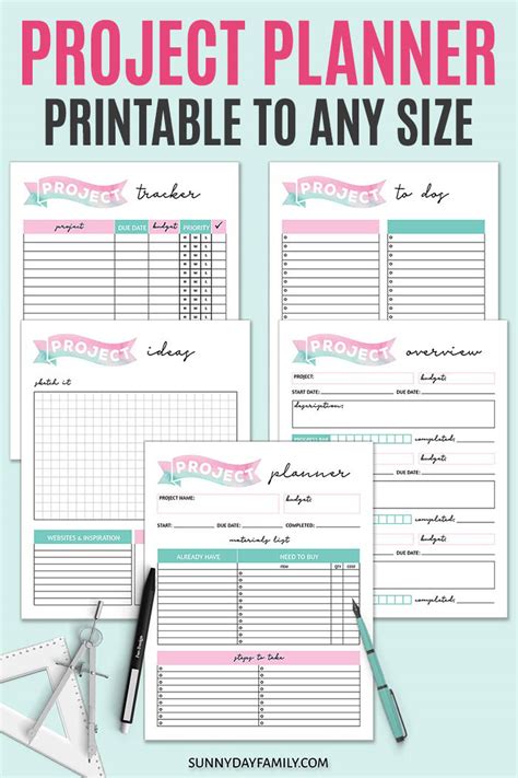 project planner pages printable   size fits  happy planner sunny day family