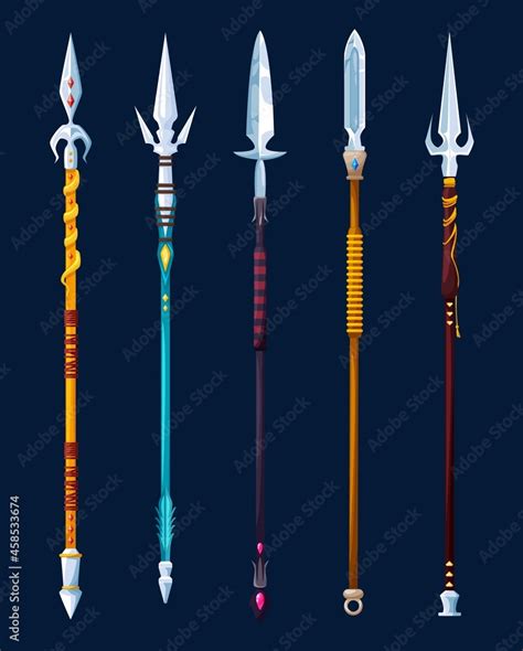 magical cartoon steel spears  lance weapon medieval knight arms