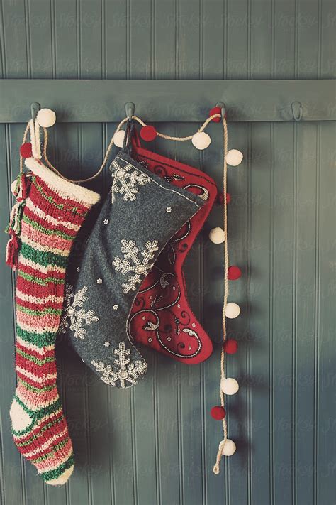Hanging Stockings Ready For Christmas By Sandra Cunningham Christmas