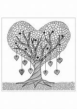 Tree Coloring Adults Heart Pages Flowers Details Vegetation Adult Fleurs Et Discover sketch template