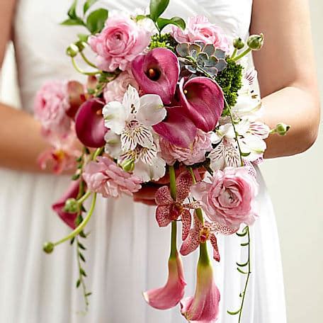 pink cascade bouquet suellens floral company
