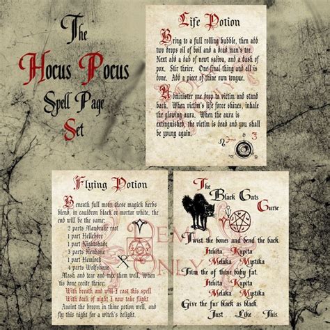 hocus pocus spell page set