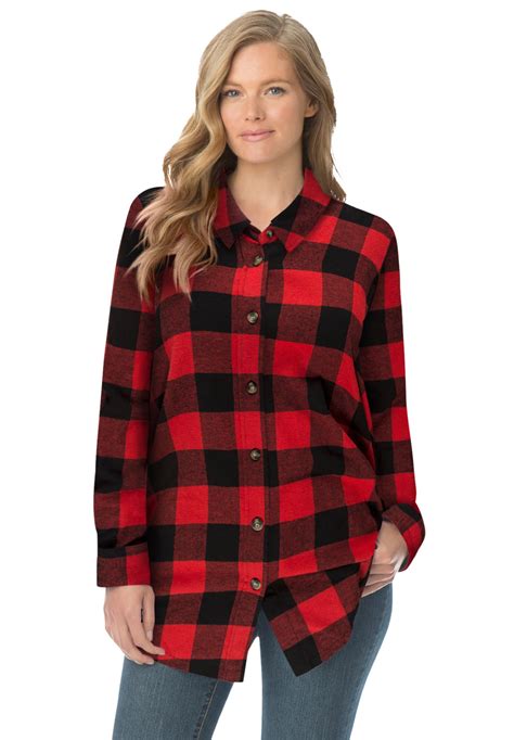 Woman Within Women S Plus Size Classic Flannel Shirt Shirt