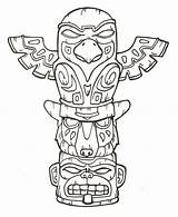 Totem Pole Coloring Poles Pages Eagle Printable Native Indian American Animal Kids Popular Patterns Tattoo Designs sketch template