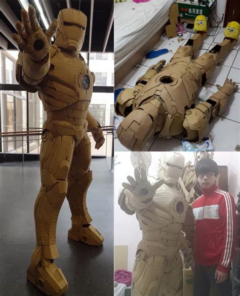 guy builds full set  iron man armor   cardboard geekologie