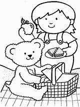 Picnic Teddy Bear Pages Coloring Girl Going Bears Preschool Color Little Her Netart Picnics Colouring Printable Crafts Family Kids Activities sketch template