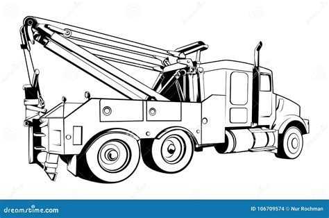 vettore tow truck outlined black vector illustrazione vettoriale