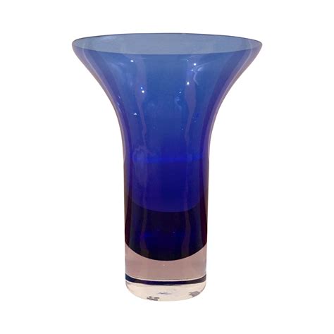Flared Cobalt Blue Crystal Glass Vase Chairish