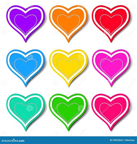 set  colored hearts royalty  stock photo image