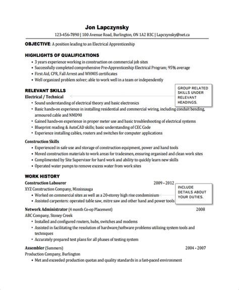 sample electrician resume templates   ms word