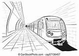 Croquis Perspective Train Drawing Paintingvalley Contour Drawings Station Main Style sketch template