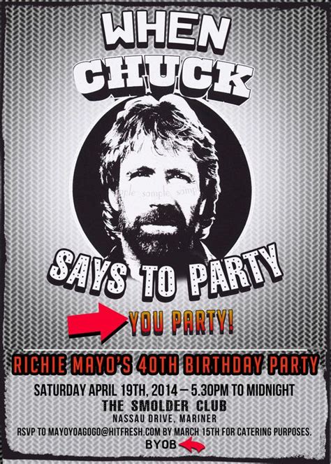 chuck norris meme invitation men s birthday milestone party by invitingparties 15 99