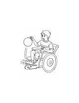 Coloring Disabled Basketball Boy Slam Dunk Wheelchair sketch template