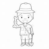 Archaeologist Coloring Illustration Cartoon Vector Easy Professions Series Dreamstime Clipart Illustrations Vectors Stock sketch template