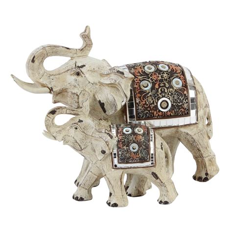 large decorative vintage white distressed elephant figurine gift