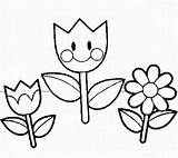 Spring Flowers Coloring Flower Drawings Clip Pages Clipart Library Toddler sketch template