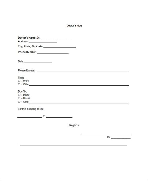 printable doctors note template    plan  wedding step  step