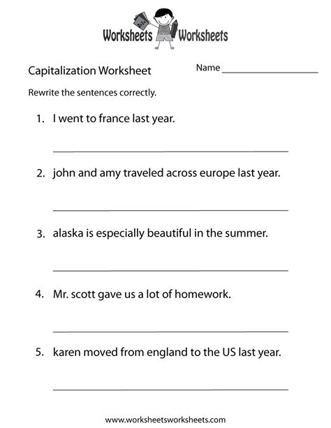 capitalization practice worksheet worksheets worksheets