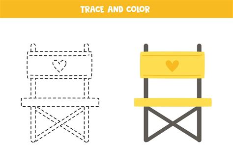 trace  color yellow folding chair worksheet  children
