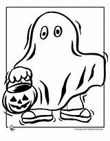Ghost Halloween Coloring Pages Cute Trick Treat Easy Drawing Drawings Colouring Simple Treats Clipart Cat Silhouette Color Printable Clip Treating sketch template