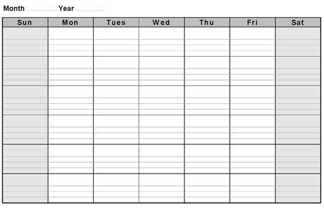 printable blank monthly calendar excel templates monthly calendar