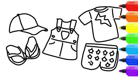 draw summer clothes coloring page  kids  learn coloring book