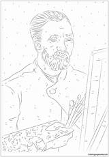 Self Portrait Gogh Van Coloring Pages Color Coloringpagesonly sketch template