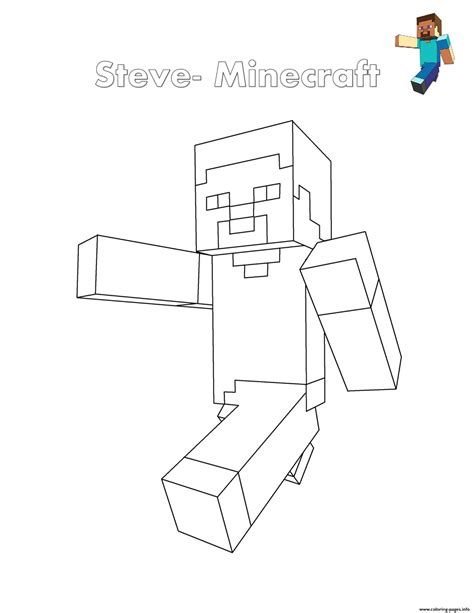 steve minecraft coloring page printable