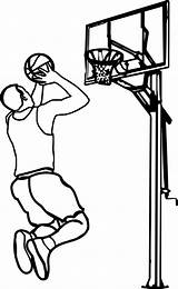 Basketball Clipart Playing Coloring Pages Outline Hoop Drawing Clip Football People Kids Template Sports Goal Color Ball Play Printable Print sketch template