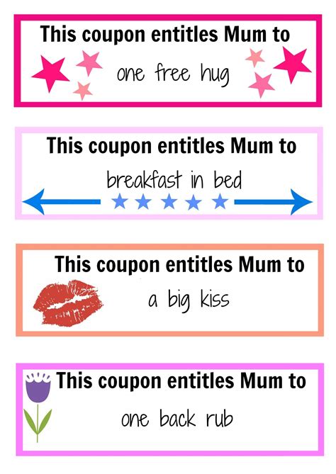mothers day coupon booklet  printable coupons  fundraising