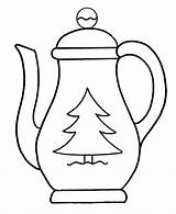 Coffee Coloring Teapot Pot Pages Christmas Printable Colouring Drawing Tea Clipart Template Cliparts Season Clip Kettle Outline Teapots Color Print sketch template