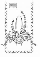 Basket Flower Embroidery Patterns Flowers Pattern Baskets Vintage French Hearts Hand Knots Designs Transfer Roses Frame Transfers Border Ribbon Silk sketch template