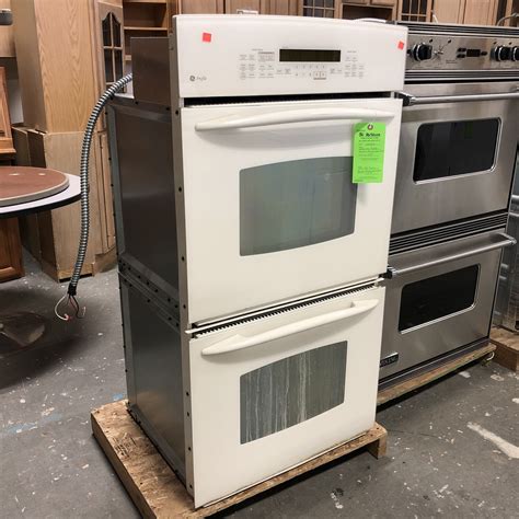 white ge profile electric double wall oven