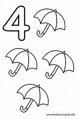Umbrellas Four Flashcard Numerais Colouring Eleven Sgblogosfera Thelearningsite Educar sketch template
