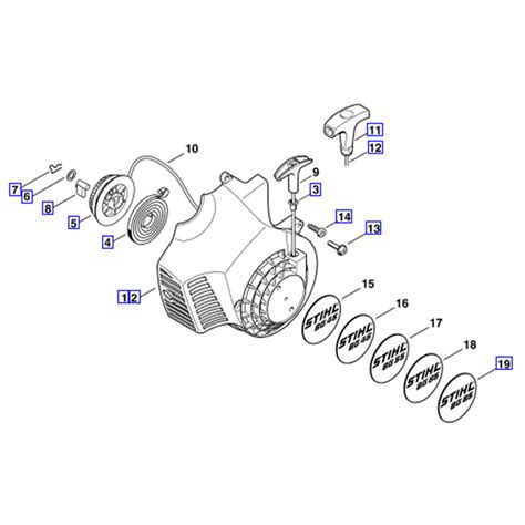 stihl bg  blower bg parts diagram rewind starter