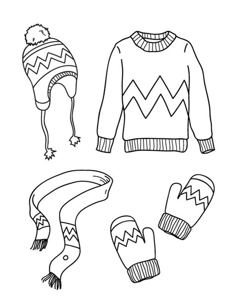 printable winter clothes coloring page    https