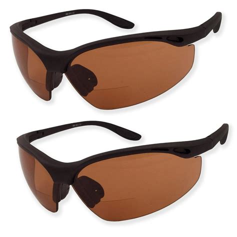 2 Pairs Bifocal Safety Driving Sunglasses With Reading Corner Rubber