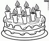 Birthday Candles Coloring Cake Seven Gif sketch template