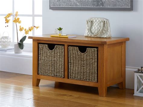 country oak hall shoe storage bench   baskets  delivery