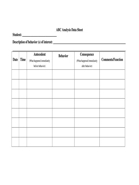 printable abc data sheet template