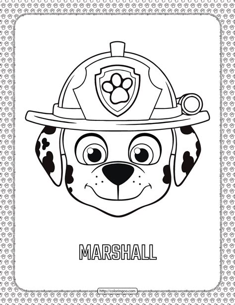 paw patrol cartoon marshall head coloring page