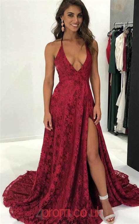 burgundy lace halter v neck a line long sex prom dress jt3725 4prom