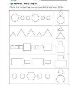 size patterns worksheets  kindergarten  wellspring