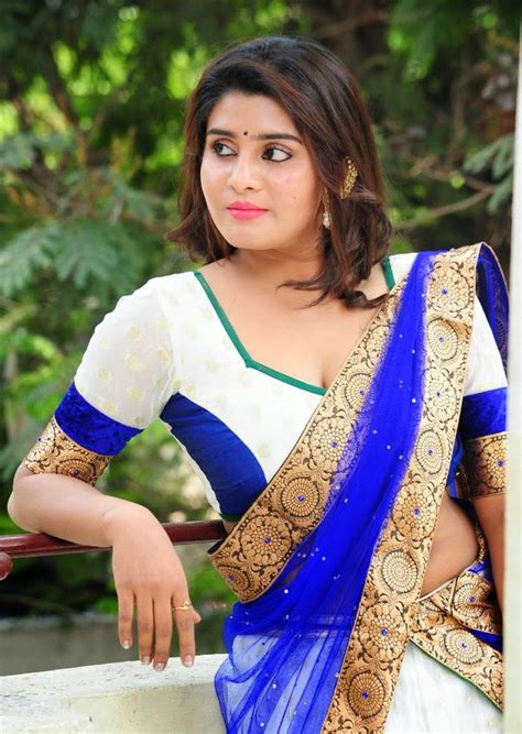 Beautiful Images Telugu Actress Harini Hot In Blue Half Saree