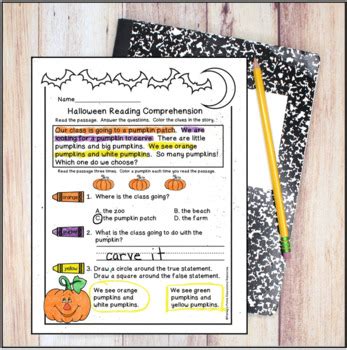 halloween reading comprehension  activity packet tpt