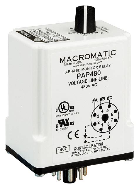 Macromatic Phase Monitor Relay 240v Ac 10a 277v 7a 30v 8 Pins